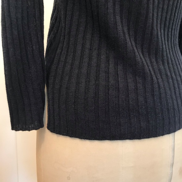 Theory Sag Harbor Kambee Armada Blue Linen knit Long Sleeve Sweater - Picture 9 of 16